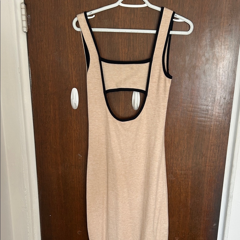 Peppermayo Tan and Black Backless Dress